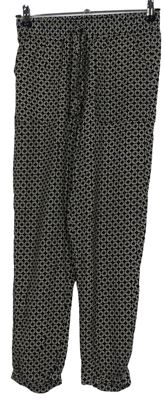 Dámské černo-hnědé vzorované volné lehké kalhoty zn. Primark 