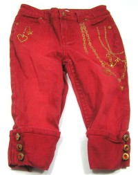 Červené 3/4 kalhoty s kamínky