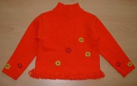 Oranžový svetr s kytičkami zn. Adams