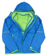 3v1 - Modrá šusťáková jarní bunda s kapucí + zelená fleecová mikina zn. TCM