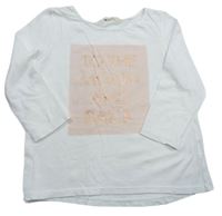 Bílo-růžové triko s nápisem zn. H&M