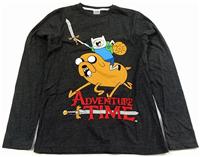 Outlet - Tmavošedé triko s Adventure Time 