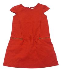 Červené šaty s 3D vzorem a zipy zn. Zara