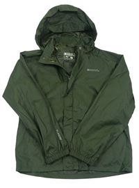 Khaki nepromokavá bunda s logem a ukývací kapucí zn. Mountain Warehouse