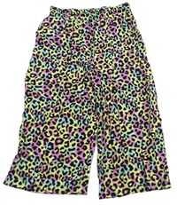 Barevné lehké crop volné kalhoty s leopardím vzorem zn. Kiki&Koko