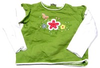 Zeleno- bílé triko s kytičkami 
