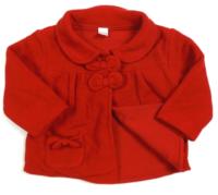 Červený fleecový podzimní kabátek s mašličkami zn. Next 