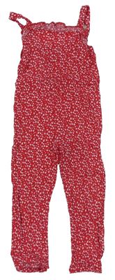 Červeno-bílý květovaný kalhotový overal zn. Primark