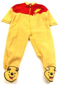 Žluto-červená fleecová kombinézka s medvídkem Pú zn. Disney 