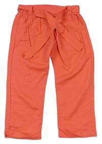 Korálové lněné turecké kalhoty s páskem zn. New Look