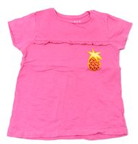 Růžové tričko s výšivkou zn. Nutmeg