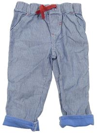 Bílo-modré pruhované plátěné kalhoty zn. F&F