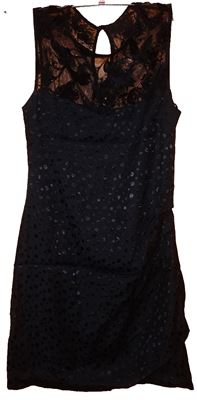 Dámské černé puntíkované šaty s krajkou zn. Zara