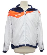 Pánská bílo-tmavomodro-oranžová šusťáková sportovní bunda 