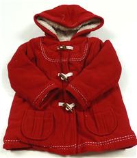 Červený fleecový zateplený kabátek s kapucí zn.Mothercare