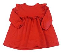 Červené teplákové šaty s volánky zn. F&F