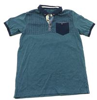 Modrozeleno-tmavomodré polo tričko se vzorem zn. Matalan