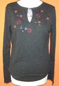 Dámské černé triko s květy zn. Cherokee