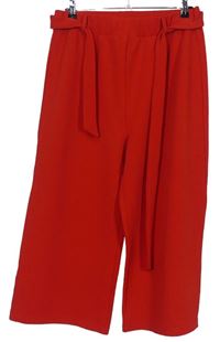 Dámské červené culottes kalhoty s páskem zn. Jean Pascale 
