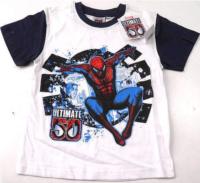 Outlet - Bílo-tmavomodré tričko se Spidermanem zn. Marvel