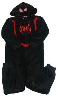 Černá chlupatá kombinéza s pavoukem a kapucí zn. Marvel