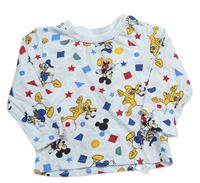 Bílo-barevné vzorované triko s Mickey a Plutem zn. Disney