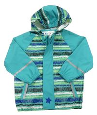 Zeleno-modrá vzorovaná nepromokavá bunda s kapucí zn. Lupilu