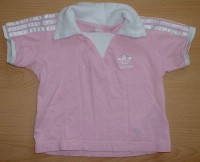 Růžovo-bílé tričko s límečkem a nápisem zn. Adidas