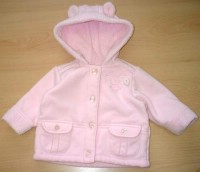 Růžový sametový zateplený kabátek s kapucí a králíčkem zn. Mini mode