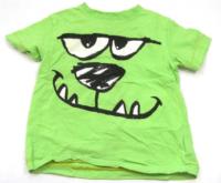 Zelené neonové tričko s obličejem zn. Next 