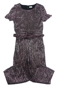 Černo-starorůžovo-stříbrný slavnostní kalhotový overal s páskem zn. F&F
