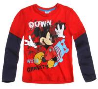 Nové - Červeno-tmavomodré triko s Mickeym zn. Disney