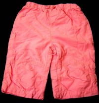 Růžové plátěné oteplené kalhoty