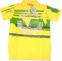 Outlet - Pánské žluté tričko s límečkem a potiskem