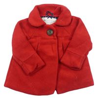 Červený fleecový podšitý kabát zn. Mothercare