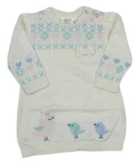 Bílé vzorované svetrové šaty s ptáčky zn. M&Co.