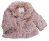 Světlerůžová kožešinová bunda s límečkem zn. Zara