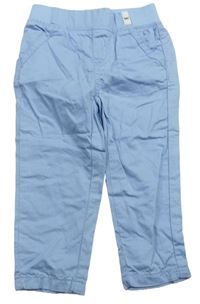 Světlemodré plátěné kalhoty s úpletovým pasem zn. Kuniboo