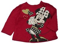 Tmavočervené triko s Minnie a mašličkou zn. Disney