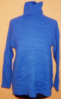 Dámský modrý svetr s rolákem