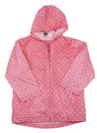 Růžová puntíkovaná šusťáková jarní bunda s kapucí zn. Tu