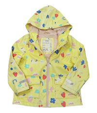 Žluto-barevná nepromokavá jarní bunda s obrázky a kapucí zn. M&S