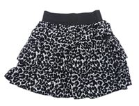 Černo-šedo-bílá lehká vrstvená sukně s leopardím vzorem zn. Tu