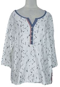 Dámské bílo-modré vzorované triko s knoflíčky zn. Ambria 