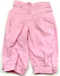 Outlet - Růžové lněné 3/4 kalhoty zn. George 