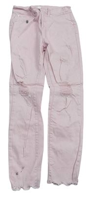 Růžové plátěné kalhoty s prošoupáním zn. M&Co.