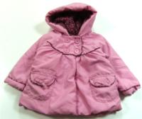 Růžový šusťákový zimní kabátek s kapucí zn. Mothercare