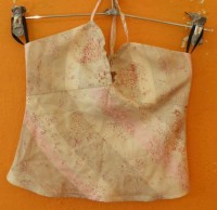 Dámský smetanovo-khaki-růžový top s květinovým vzorem zn. French vel. 34