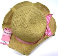 Outlet - Béžový slaměný klobouček s mašličkou zn. Mothercare
