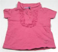 Růžové tričko s kytičkou a límečkem zn. TU 